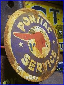 Vintage old rare Pontiac dealership service sign automobile gas oil chevy garage