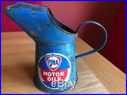 Vintage one pint oil pourer can, blue with Fina Motor Oils