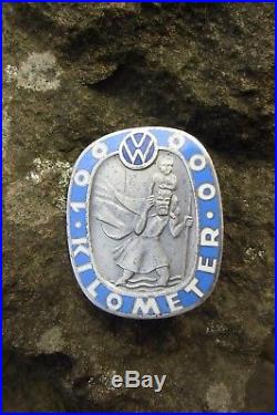 Vintage original GERMAN Volkswagen VW Beetle 100000 km Car Badge St Christopher