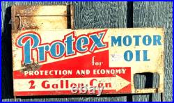 Vintage original Protex Motor Oil Metal curb or station sign auto gas 19 by 23