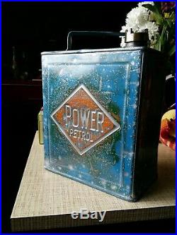 Vintage power Petrol Can with red line cap
