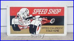 Vintage rare speed shop metal sign racing car