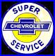 Vntg-Art-CHEVROLET-SUPER-SERVICE-PORCELAIN-SIGN-Rare-Advertising-30-Ford-Harley-01-ewdl