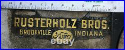 Vtg 1940s Ford Dealership Schmaltz Paint License Plate Topper Sign Brookville IN
