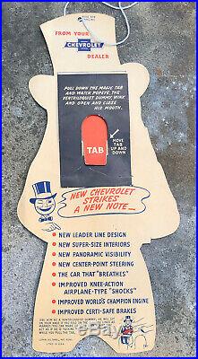 Vtg 1949 CHEVROLET GM Cardboard Advertising Sign 13 Popeye Pull Tab Action Rare