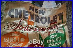 Vtg 1949 Chevrolet Showroom Silk Banner Sign Chevy Truck Car GMC Advertisement