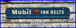 Vtg 1950s Mobil Automobile Fan Belts Display Rack Sign 33.5 Metal Gas Station