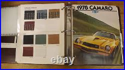 Vtg 1978 Chevrolet Dealer Showroom Sales Binder Corvette Camaro, Nova, Monte Carlo