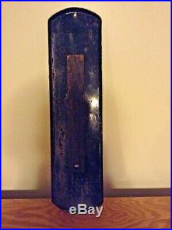 Vtg Antique 1915 Buick Motor Cars Blue Porcelain Thermometer with Wood Back Works