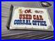 Vtg-CHEVROLET-OK-USED-CAR-CORRAL-OFFICE-COWBOY-METAL-GASOLINE-OIL-SIGN-Flange-01-xpxz