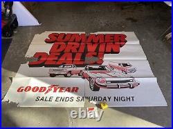 Vtg Chevrolet Van 1970s Goodyear Dealership Dodge Sign Poster Drivin Deals