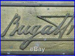 Vtg Ettore Bugatti Bronze Plaque Sign Antique Auto Car Dealership Ad Advertising