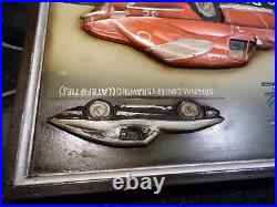 Vtg Hand CarvedPainted Corvette 3D Picture Art Promotion Advertising Chevrolet