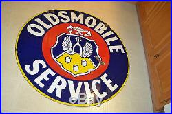 Vtg Oldsmobile Service Dealership Single sided Porcelain 42 Sign