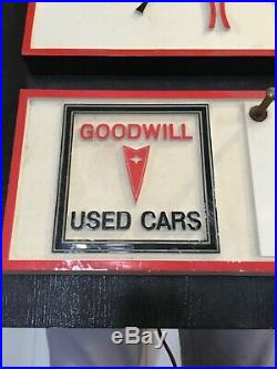 Vtg Pontiac Dealership Used Car Clock Sign Gas Oil GMC Truck Not Porcelain