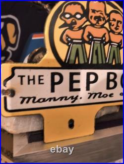 Vtg Rare Pep Boys Auto Parts Advertising Original Gas Oil License Plate Topper