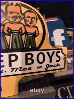 Vtg Rare Pep Boys Auto Parts Advertising Original Gas Oil License Plate Topper