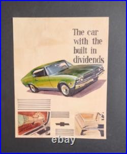 Vtg orig auto Illustration 68 Chevelle SS 396 Detroit car painting Ad Art 5 /40