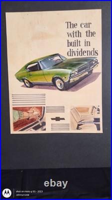 Vtg orig auto Illustration 68 Chevelle SS 396 Detroit car painting Ad Art 5 /40