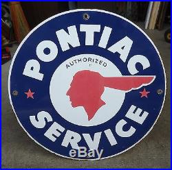 Vtg pontiac porcelain sign goodwill, chief head emblem logo, car dealer service