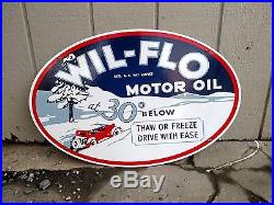 Will Flo Motor Oil Touring Car VC Gas Oil Vintage Concepts Porcelain Sign